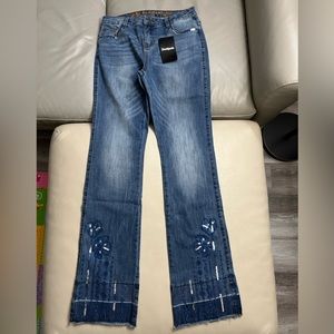 NWT - Desigual Women’s Mini Flare Sequin Jeans - EU Size 28 / US Size 4